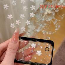 Pegatinas de estrella y flor transparentes con brillo + Película protectora de lente, que incluye diseño de sakura. Esta película protectora de cámara transparente es compatible con iPhone 17 Pro/17 Pro Max - Multicolor - Ver 3