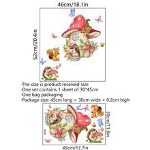 1pc Creative Cartoon Animal, Mushroom, Butterfly Pattern Self-Adhesive Wall Sticker, Bedroom Entrance, Living Room, Hallway Home Decor Wall Decal, Removable Wallpaper - Creative Wall Stickers - View 7