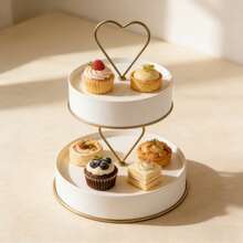 1pc Elegant Gold Heart-Shaped Floating Cake Stand, Metal Dessert Display Rack Suitable For Wedding, Birthday Party - Multicolor - View 9