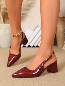 2025 neue schwarze Spitzschuh High Heels, dünner Absatz, elegante Schnallen Verzierung, sexy Pumps, französischer Stil Pendler Sandalen - Bordeaux - Übersicht 2
