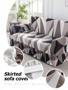 1 tấm bọc ghế sofa in họa tiết xếp ly, co giãn, chống bụi và bẩn, bảo vệ ghế sofa toàn diện, trang trí nhà cửa, có thể giặt máy. - Màu xám đen - Xem 7