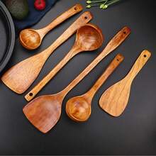 Dụng cụ nấu ăn bằng gỗ, đồ dùng nhà bếp bằng gỗ, thiết bị nấu nướng, dụng cụ nấu ăn chống dính, thìa gỗ. - ngẫu nhiên - Xem 1