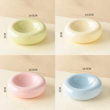 Tazón de cerámica con forma de rosquilla para gatos - Tazón de agua y golosinas para mascotas con diseño antivuelco, apertura amplia y estética minimalista - 100ml - Ver 8