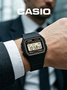 Casio F-91WG-9 Dark Green Gold Accent Digital Watch Retro Vintage Alarm Chrono LCD Resin Unisex Wristwatch Water Resist Old Money Aesthetic Y2K Style Watch Office Casual Commute Coffee Shop Gift for Boyfriend Colleague Him - 墨綠+金色 - 查看 4