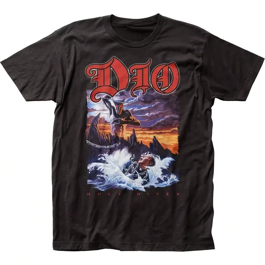 DIO Holy Diver T Mens T Shirt Rock And Roll Music Classic Band Tee New Black - 款式 - 查看 1