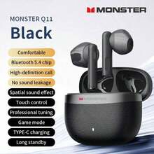 Monster Q11 Bluetooth Earphones Smart Sound Control Music HiFi Effect Call HD Earpods Voice Dual Microphone Semi-ear Headsets Gaming Sports Wireless Earbuds Original Monster Bluetooth Headphone - 查看 12