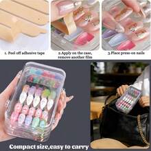 1pc Press-On Nails Storage Box, Three-Fold Four-Page Design, Transparent Press-On Nails Packaging Box, PET Plastic Storage Box, Comes With 30 Pieces Of Double-Sided Adhesive - View 8