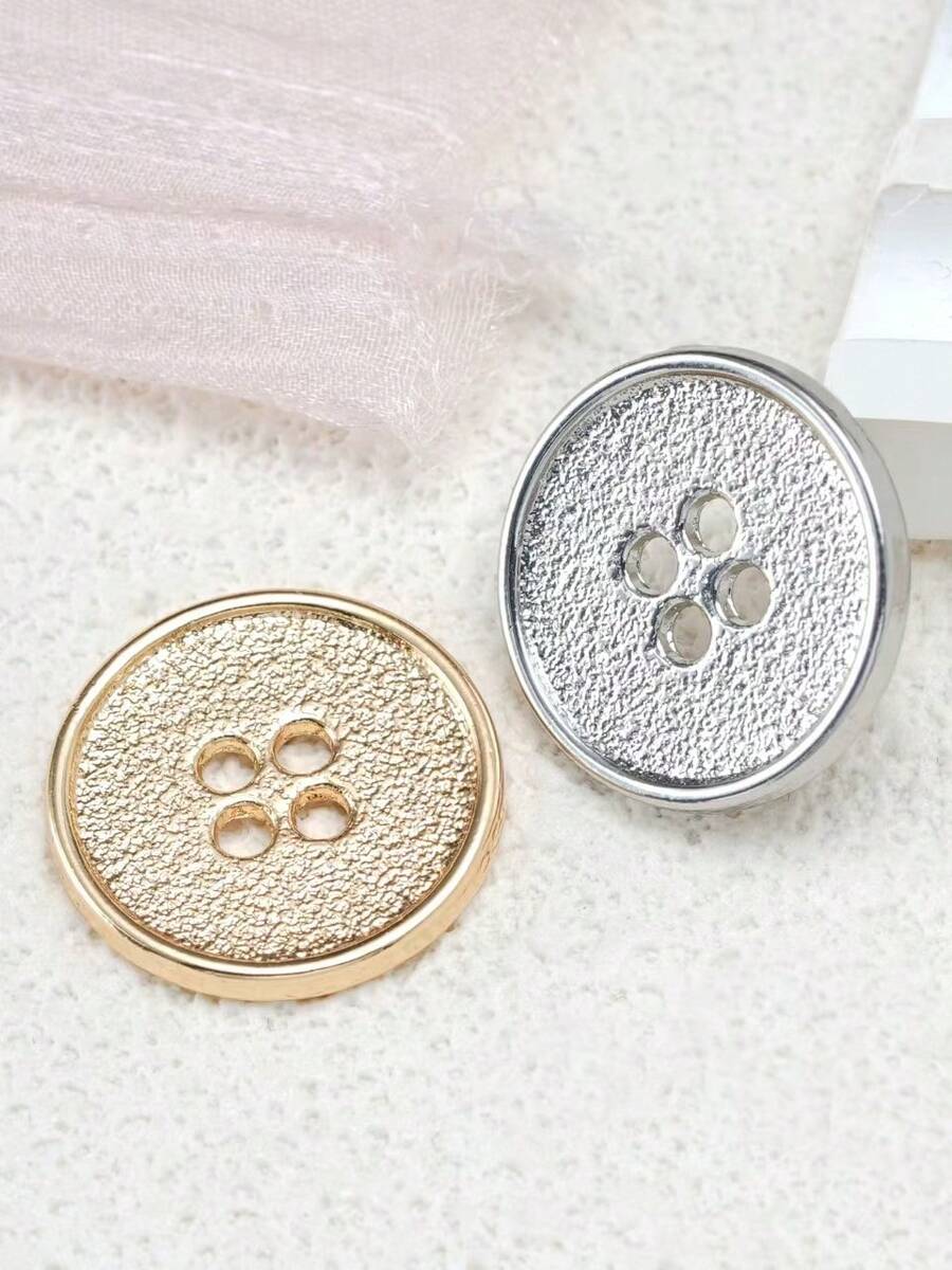 9 chiếc cúc kim loại mờ cổ điển, cúc tròn 4 lỗ màu vàng và bạc, làm bằng hợp kim, thích hợp cho áo khoác, váy, quần áo, đồ may vá DIY.