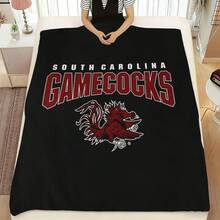 1PC  Wordmark Flannel Throw Blanket 50"X60" - Printed With Black Background, Top "SOUTH CAROLINA" In White Sans Serif, Bottom "GAMECOCKS" In Large Garnet Red 3D Text, Gamecock Mascot, Tapestry Wall Hanging, College Fan Gift, Room Decor For Bedroom Or Dorm -280gsm - Nhiều màu 1 - Xem 4