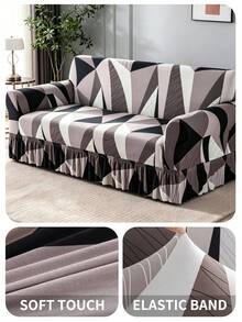 1 tấm bọc ghế sofa in họa tiết xếp ly, co giãn, chống bụi và bẩn, bảo vệ ghế sofa toàn diện, trang trí nhà cửa, có thể giặt máy. - Màu xám đen - Xem 6