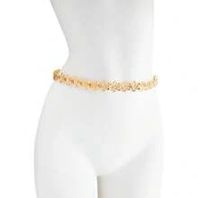 1pc Vintage Fashionable Personalized Metal Flower Waist Chain, Bohemian High-End Versatile Dress Chain Waist Belt, Suitable For Women In Any Occasion - Gold - View 8