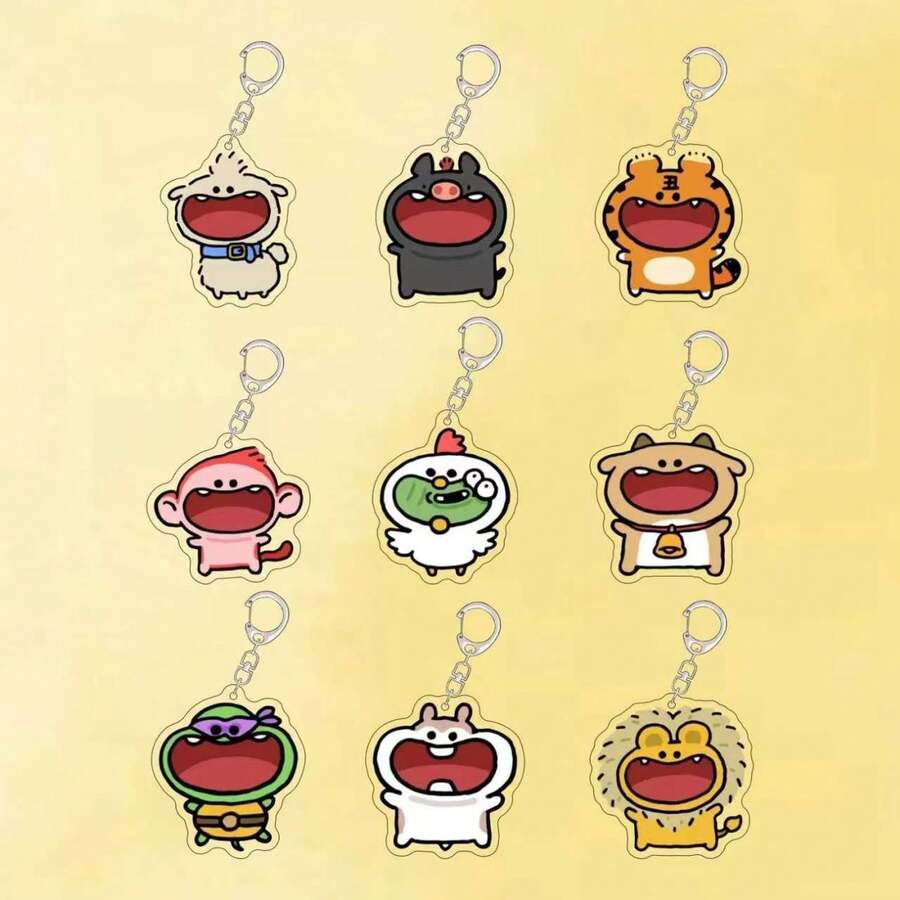 Móc khóa hình động vật nhỏ miệng to hoạt hình, hình khỉ Alpaca dễ thương, mặt dây chuyền ba lô bằng acrylic, thích hợp làm quà tặng cho bạn bè, bạn học. - Nhiều màu - Xem 1