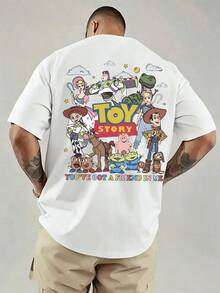 Vintage Mickey Mouse Graphic Back Print T-Shirt, Disney Streetwear Casual Tee, Men Oversize Cotton Short Sleeve Shirt, Retro Cartoon Aesthetic Top - trắng - Xem 2