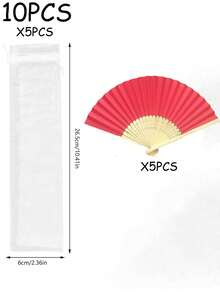 10pcs/Set Summer Essential Simple Paper Folding Fans, White And Colorful Styles, Portable Hand Held Fans Suitable For Weddings, Parties, Christening Ceremony Bride Gifts, DIY Decor And Photography Props,Festival,Accessories - Multicolor - View 24