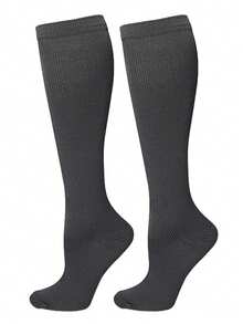 6 Pairs Copper Ion Compression Sports Socks, Unisex, Suitable For Cycling, Football, Basketball And Other Sports, Solid Color Long Socks, Comfortable And Warm - Multicolor - View 20