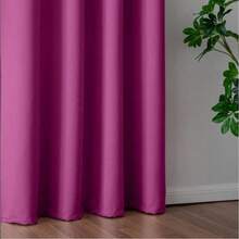 1 Piece Thermal Blackout Curtain 135x225 Cm, Total Light And UV Ray Blocking, Noise And Temperature Insulation, Ideal For Bedroom, Living Room Or TV Room - 玫紅色 - 查看 3