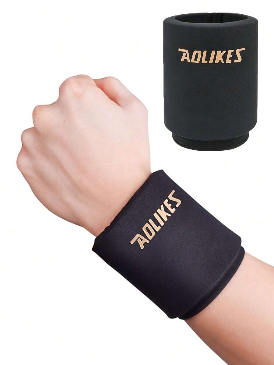 AOLIKES 1件装运动健身羽毛球护腕,柔软舒适,可重复使用 - 黑色 - 查看 1