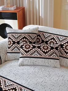 1 chiếc vỏ gối sofa họa tiết hình học Bohemian, chất liệu jacquard chenille, mềm mại, phù hợp sử dụng quanh năm, dùng làm chăn sofa, chống trượt, chống bụi, chống nhăn, bền, chống trầy xước do mèo, phù hợp với sofa 1-4 chỗ và sofa hình chữ L. - Màu be - Xem 6