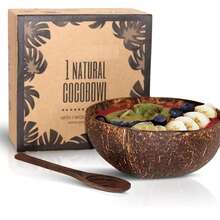 8 Pcs Natural Coconut Bowl Set, Boho Wooden Coconut Bowl With Spoon, Handmade Smooth Polished Coconut Shell Tableware, Lightweight Kitchen Utensils, For Salad, Oatmeal, Breakfast & Dessert (Includes 4 Coconut Shell Bowls & 4 Wooden Spoon) - Coconut Shell Bowl - View 12