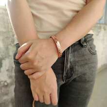 Pure Copper Bracelets For Women Adjustable Cuff Flower Magnetic Arthritis Pain Relief Benefit Health Energy Bangles Female - Copper - View 9