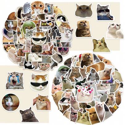 100 pezzi Adesivi carini a tema gatto cartoni animati - Adesivi versatili adatti per valigie, caschi da bicicletta, paraurti di auto, cuffie, motociclette e borracce. Questi adesivi vivaci sono perfetti per l'inverno e il nuovo anno.