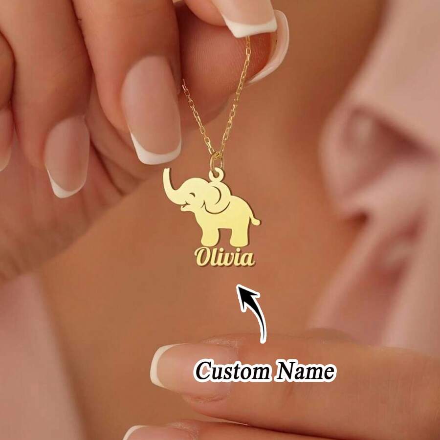 1 Mặt dây chuyền hình voi khắc tên cá nhân - Mặt dây chuyền hình động vật dễ thương bằng thép không gỉ, khắc chữ theo yêu cầu, quà tặng bền đẹp cho phụ nữ, thích hợp đeo hàng ngày, vòng cổ nữ, đồ trang sức tùy chỉnh, vòng cổ khắc tên theo yêu cầu, quà tặng Ngày của Mẹ, trang sức hình động vật, quà tặng cá nhân hóa theo yêu cầu. - Nhiều màu 2 - Xem 1