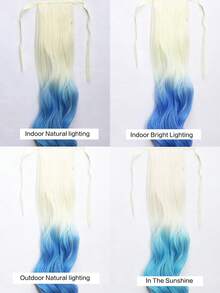 22 pulgadas 1 pieza, coleta con cordón degradado, pieza de cabello sintético resistente al calor, adecuado para mujeres - Degradado - Ver 8