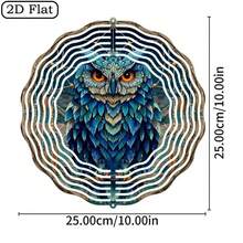 1pc Blue Owl Metal Wind Chime With Dreamcatcher - 10x10 Inch Outdoor/Wind-Activated Melodic Garden Decor, Weather-Resistant Iron Owl Wind Chime, Suitable For Patio, Porch, Wedding, Halloween, Easter, Christmas Decoration - 360 Degree Installation, 2D Flat Design - Owl - View 2