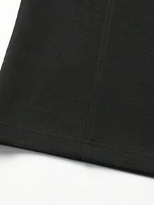 1pc Men's Black Short Sleeve Crew Neck T-Shirt, Contrast Stitching Deconstruction Patchwork, Heavy-Weight Knit Fabric, Machine Washable, Minimalist Retro Fashion Style, Suitable For Casual Daily Wear - Black - View 7
