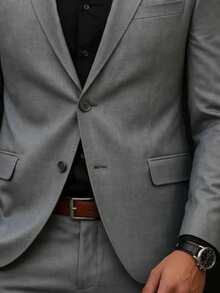 Men's Microfiber Melange Premium Emporio Colombo Suit - 灰色 - 查看 2