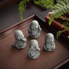 1/4 四件組花園裝飾品，砂岩與樹脂混合材質，適合茶室、辦公室裝飾，波希米亞風，創意趣味小裝飾，理想居家裝飾 - 多色 - 查看 3