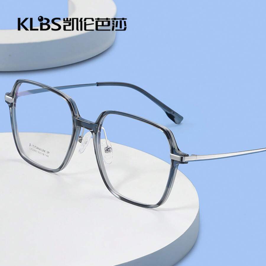 Nueva montura de gafas de aleación de titanio TR poligonal para mujer, versión coreana, mismo estilo que en, montura para gafas ópticas, montura de gafas sencilla. - 2. Transparente/Oro rosa C2 - Ver 1