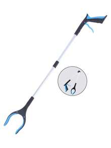 1pc 3-Fold Blue Extra Long Magnetic Tip Multipurpose Trash Picker Tongs Broom Clamp, Flexible Angled Grab For Bedroom, Kitchen, Balcony And Floor Cleaning - Multicolor - View 2