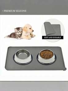 1 tấm lót thức ăn cho thú cưng bằng silicon hình chữ nhật, màu trơn tối giản, chống thấm nước, chống trơn trượt và dễ vệ sinh, bền bỉ cho việc cho thú cưng ăn hàng ngày, thích hợp làm quà tặng Ngày của Mẹ. - Nhiều màu - Xem 3