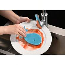Silicone Whale Dish Scrubber 6 Multipurpose Kitchen Cleaning Brush In Blue For Efficient And Gentle Surface Cleaning - Blue - View 4