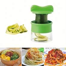 1pc Handheld Spiral Vegetable Slicer, Stainless Steel Multi-Function Kitchen Tool, Suitable For Carrots, Cucumbers, Zucchini, Quick Low-Carb Veggie Noodle, Salad And Pasta Maker, Compact Easy-Clean Design, Vegetable Cutter, Noodle Prep, User-Friendly, Easy-Wash Material, Practical & Convenient - Green - View 2