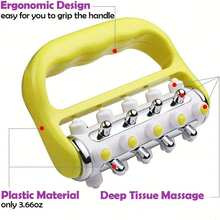 Compact Deep Muscle Roller - Trigger Point, Myofascial Release, Adult Non Electric Body Massager, Yellow, Mini - A - View 3