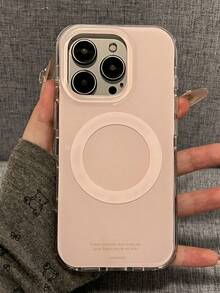 極簡復古葡萄紫磁吸無線充電掛繩透明邊框手機殼，適用於 iPhone 17 Pro Max、17 Pro、16 Pro Max、15、14、13、12 Pro Max、14、15、16 Plus、11、17，純色防震保護套 - 粉色 - 查看 4