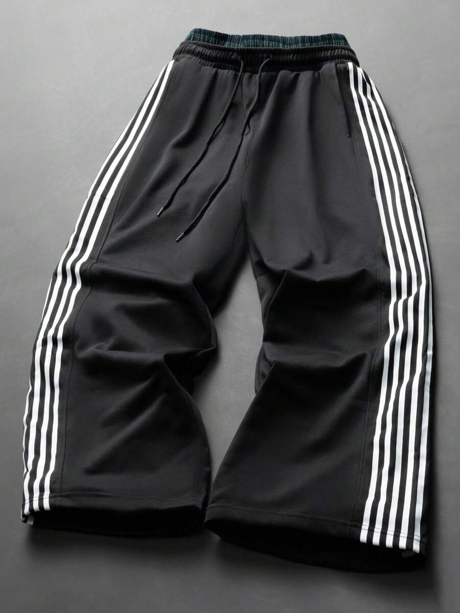 Casual Pants With Dual Waistband, Plaid Pattern, Versatile Design - Black - View 1