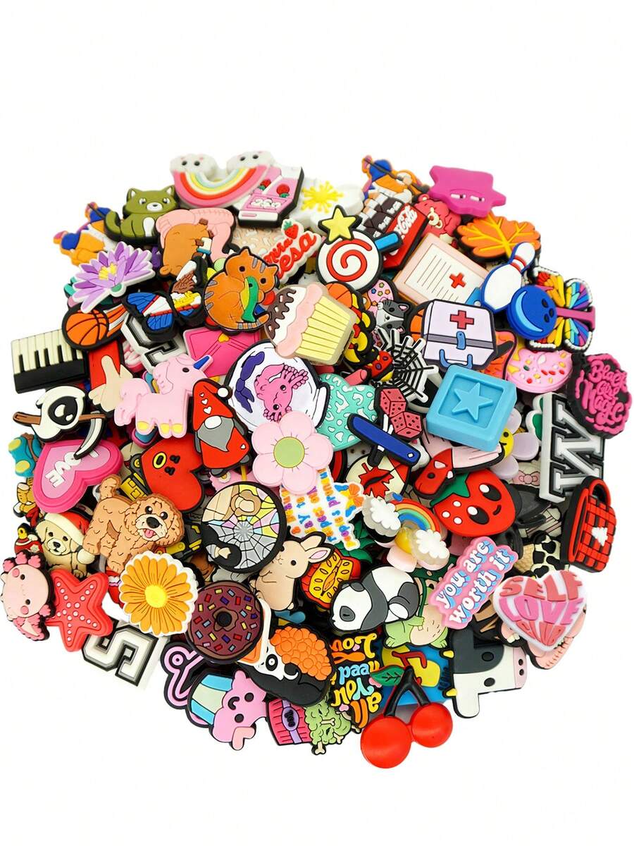 Breloques de chaussures à motif de dessin animé, mélange et assortiment multi-éléments, accessoires de décoration de chaussures DIY - Multicolore - Voir 1