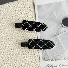 2入款甜美優雅水鑽格紋鱷魚髮夾，長方形線條設計，時尚瀏海與鬆散頭髮整理夾，洗臉、化妝、髮型設計配件，適合攝影、日常休閒、派對、校園、海邊旅遊穿搭，女用髮飾 - 彩色 - 查看 5