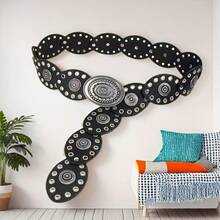Western Retro Belt Decorative Disc Accessories Waist Seal American Y2k Rivet Babe Dress New - 棕色 - 查看 11