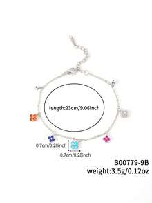 1pc Elegant Lucky Clover Shaped Chain Bracelet, Suitable For Casual Daily Wear - Multicolor - View 15
