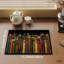 1 pieza Almohadilla absorbente/Estera de secado con estampado floral para cafetera, platos - Tapete protector absorbente de poliéster para escritorio con respaldo de goma antideslizante, para decoración de la encimera de la cocina, bar en el hogar y mesa de comedor - Multicolor - Ver 11