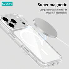 Koolife 1 件装透明 MagSafe 手机壳，PC+TPU 2.0mm 背板，防震防黄变保护壳，超薄透明设计，适用于 Apple 17/17 Pro/17 Pro Max/17 Air/16/15/14/13/12 - 透明磁吸款 - 查看 9