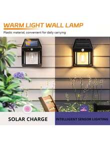 1/2pcs Solar Powered Wall Lamp With Smart Sensor, Solar Powered Outdoor Garden Light, IP44 Outdoor Wall Light Suitable For Yard, Outdoor, Porch, Balcony - Multicolor - View 7