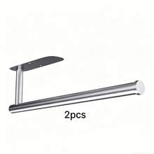 Kitchen Paper Towel Holder, Cling Film Rack, Adhesive Toilet Paper Holder, Napkin Holder, Cabinet Organizer, Towel Rack, Dishcloth Rack, Plate Rack, Stainless Steel Wall Mount, Kitchen Storage, Bathroom Accessories, Back To School Essential - A - 查看 11