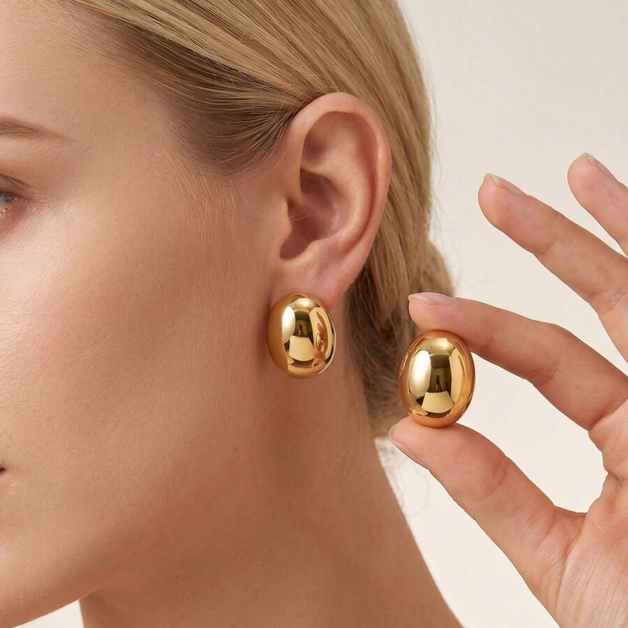 Khuyên tai hình bầu dục dành cho da nhạy cảm, thiết kế độc đáo, cá tính, không gây dị ứng, không bị oxy hóa, kiểu dáng hình học, trang sức tối giản lấy cảm hứng từ bầu trời sao, dành cho phụ nữ.
