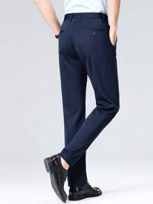 Celana Panjang Pria Desain Klasik, Celana Kerja Stretch Warna Polos, Gaya Mewah Elegan untuk Musim Semi & Musim Panas - Royal Blue - View 5