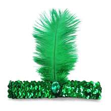 Diadema con plumas laterales y rhinestones de moda, accesorio para el cabello de brillo para el Día de San Patricio y mascarada - Multicolor - Ver 6